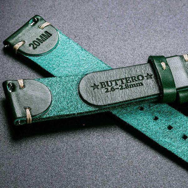 Bands de montres à l'huile italienne Couile en cuir en cuir doux à la main Green 18 mm 20 mm 22 mm Q240430