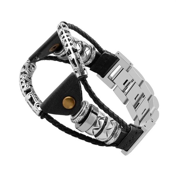 Bracelets de montre en cuir fait à la main Bracelet en acier inoxydable pour Galaxy 46mm SM-R8050 Bracelet de remplacement sangles Bracelet Band288l