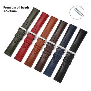 Bekijk banden lederen band 12-24 mm 22 mm olie kraal vintage cowhide horlogebands quick release switch veerbar uthai z36 hele22