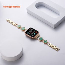 Watch Bands Luxury Metal Diamond Slim Smart Stracles Glitter Band Apple Band 41 mm 38 mm 40mm 42 mm 44 mm I Series 7 6 5 4 3 2 1 ES SE 8 45 mm Gold rose mignon pour les femmes Q240514