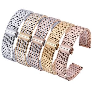 Kijkbanden Luxe metalen horlogebanden 2021 Stijlvolle 20 22 mm Heren Business Band Zilver Rose Gold Solid Stainless Steel Armband