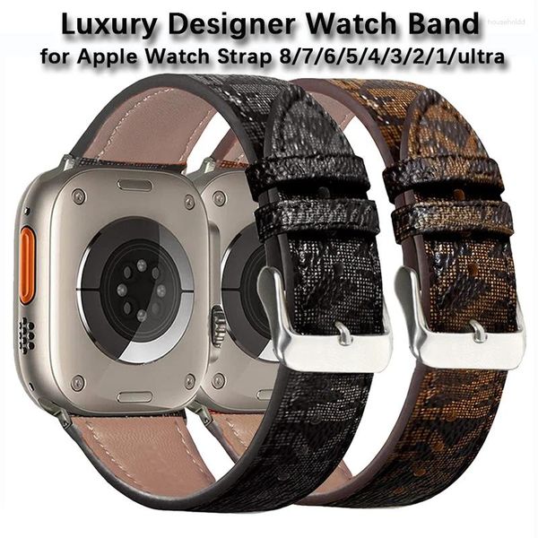 Bandas de reloj Correa de lujo para Apple Band 45 mm 44 mm 49 mm 38 mm 40 mm 41 mm Diseñador de cuero Iwatch Ultra 8 7 6 5 4 Se Pulsera