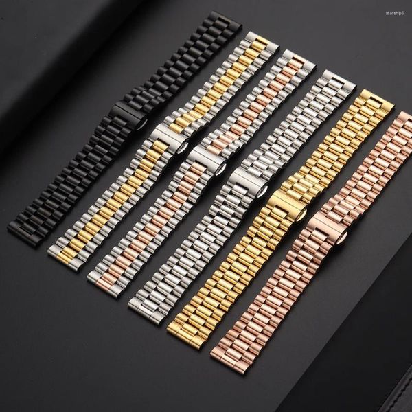 Bracelets de montre Luxury14/16/18/20/22mm solide Milan lien bande en acier inoxydable fermoir pliant montres de sécurité Bracelet de remplacement
