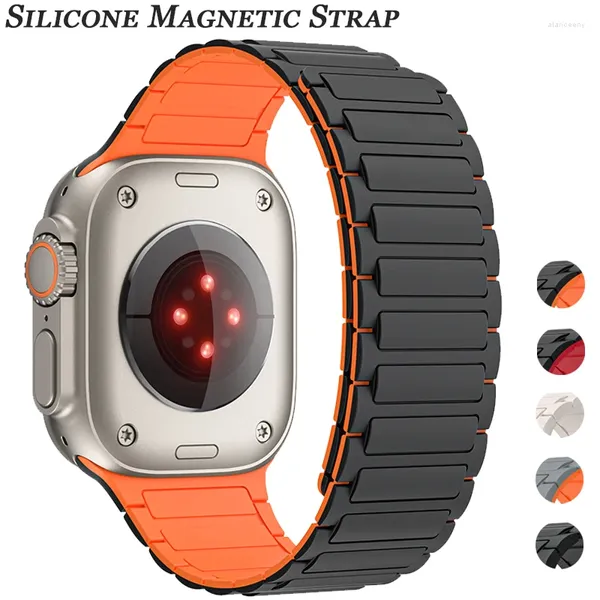 Bracelets de montre bracelet de sport magnétique pour Apple Ultra 2 49mm 45mm 44 42mm 38 40 41mm bracelet en Silicone série IWatch 9 8 7 6 5 4