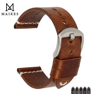 Bracelets de montre MAIKES Accessoires Vache Bracelet En Cuir Bracelet Brun Vintage Bande 20mm 22mm 24mm bande Pour 221024