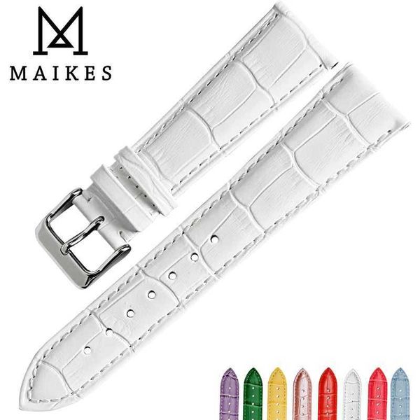 Bands de montre Maikes Fashion White Cow Belt 12 mm 14 mm 16 mm 18 mm 19 mm 20 mm 22 mm Accessoires de ceinture Q240510