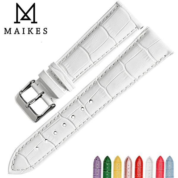 Correas de reloj MAIKES Correas de reloj de cuero de vaca blanco a la moda 12mm 14mm 16mm 18mm 19mm 20mm 22mm accesorios de correa de reloj para pulsera de reloj 231128