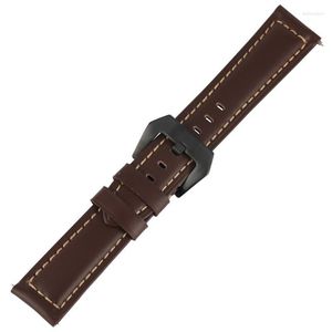 Bekijkbanden mannelijk 20 mm 22 mm 24 mm 26 mm bruine band echte lederen horloges riem zwarte pin buckle polshorloge accessoires vervangende riemwatch