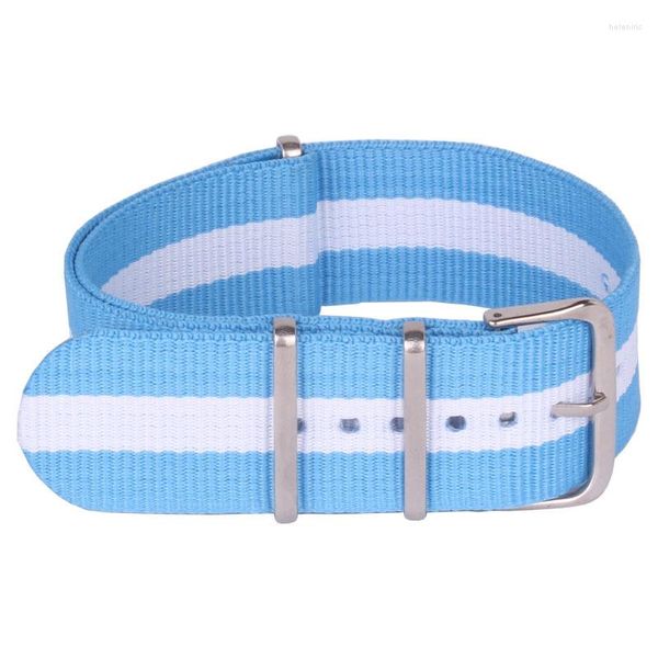 Bracelets de montre homme femme 22 mm armée militaire forte bleu clair tissu blanc accessoires de bracelet en nylon bracelet tissé boucle de bande 22 mm