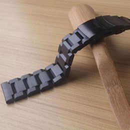 Bandes de montre Bracelet mat Bracelet de montre 18MM 20MM 22mm 24MM Grind Bracelet arénacé noir boucle de sécurité bande ceinture non polie Promotion310j