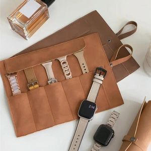 Bracelets de montre Étui de rangement en cuir mat Voyage portable pour Apple Strap Band Sac de rangement Bracelet de montre Sangles de poche
