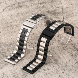 Montre les bandes de montres masculines et féminines remplaçable Silver Silver Black en acier inoxydable de 20 mm 22 mm avec 2 pliments de bande de printemps