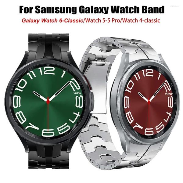 Bandas de reloj Correa de enlace de metal para Samsung Galaxy Band 6 5 4 40 mm 44 mm Watch6 Classic 43 mm 47 mm Correa de pulsera de acero inoxidable con extremo curvado