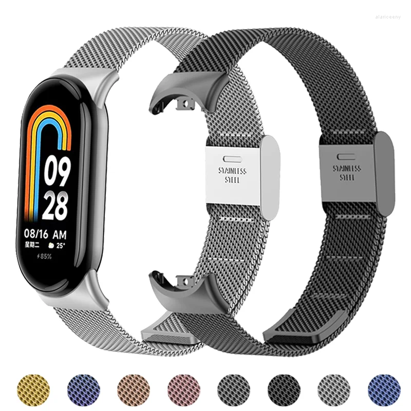 Cinturini per orologi Cinturino in acciaio inossidabile con maglia metallica per Xiaomi Mi Band 8 Accessori di ricambio per bracciale intelligente Cinturino Miband Smartwatch