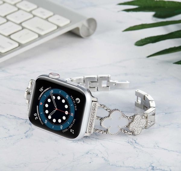 Bandas de reloj Correa de metal para Apple Watch UItra 8 7 41 mm 45 mm 49 mm 6 5 4 SE 44 mm 40 mm Pulsera de acero inoxidable con diamantes para mujer iWatch1471321