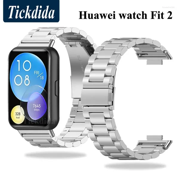 Bracelets de montre Bracelet de montre en métal pour Huawei Fit 2 Bracelet en acier inoxydable Bracelet classique Correa sur Fit2 Smartwatch accessoires de bande