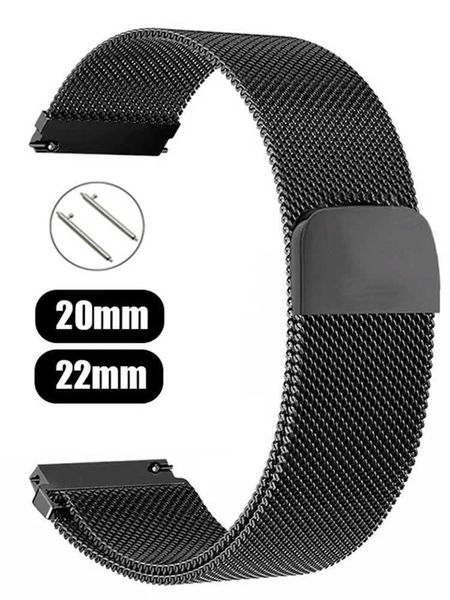 Watch Bands Milanese Loop adapté à Samsung Galaxy Watch 6/4/5 / Pro / 4 Class / Active 2 / Gear S3 avec bracelet de 20 mm 22 mm adapté pour GT 3-2E STRAP 240424
