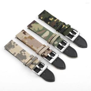 Bandas de reloj Banda de lona de camuflaje militar 20 22 mm Correa impermeable del ejército para / Cinturón de relojes de buzo