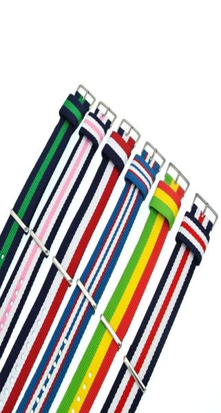 Bandas de reloj Mezcla Color Nylon Watchband Straps de menores de menores de 20 mm para la banda tejida de brazalete inteligente Pulseira Correa Reloj Belt WB0017259743