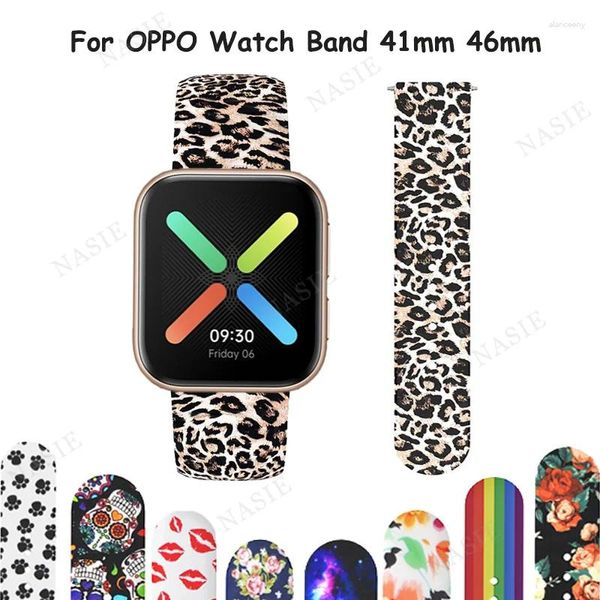 Bracelets de montre Bracelet en Silicone multicolore pour Oppo 46mm 41mm Bracelet de remplacement Sport Bracelet de montre intelligent