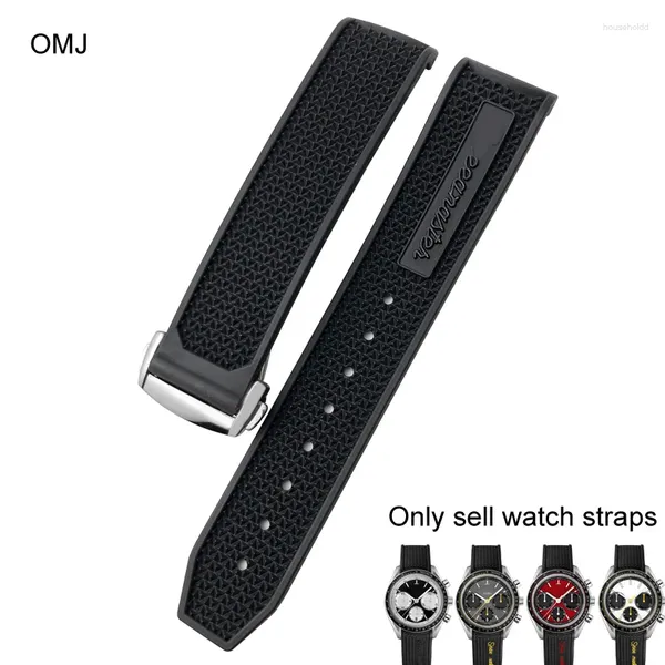 Bracelets de montre bracelet de montre en caoutchouc naturel pour Omega Speedmaster couturier 300 Silicone souple Moonwatch S bracelet étanche 22mm