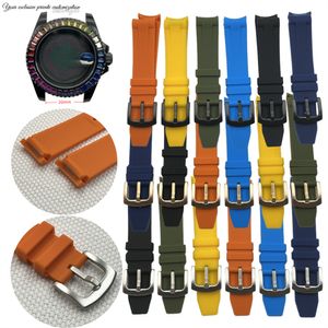 Horlogebanden NH35 Water Ghost rubberen band 20 mm gebogen uiteinde zachte siliconen band Zwart Groen Blauw Duikarmband Polsband Case 230615