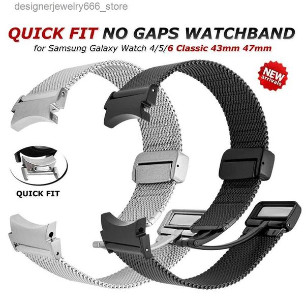 Watch Bands Pas de lacunes Milanese Magnetic Sobre pour Samsung Galaxy 6 Classic 47mm 43mm 40 44 mm Band Fit rapide pour le bracelet 5pro 45 mm Q231223