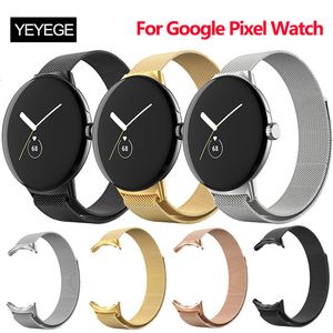 Bracelets de montres Bracelet milanais sans lacunes pour Google Pixel Watch Bracelet à boucle magnétique Correa pour Google Pixel Watch Bande métallique en acier inoxydable 230328