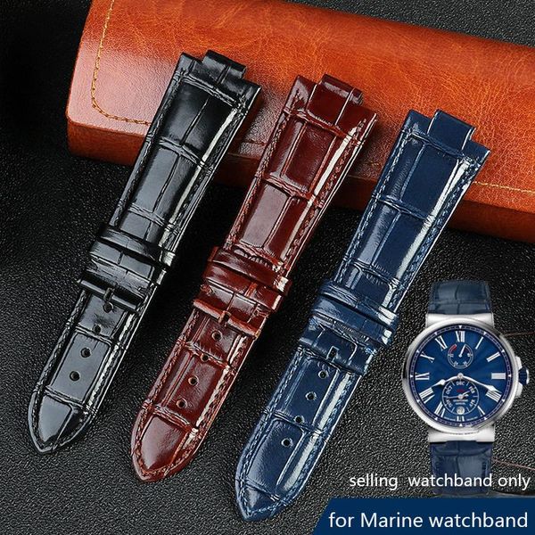 Bracelets de montre bracelet de montre cranté 25 12mm bracelet en cuir convexe pour accessoires de la série Marine pour hommes et femmes avec papillon Chai
