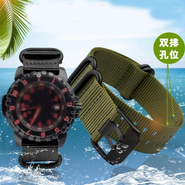 Bandas de reloj Correa de nylon 22 mm 23 mm Banda impermeable Deporte para correas de reloj Pulsera de moda negra Cinturón de hombres