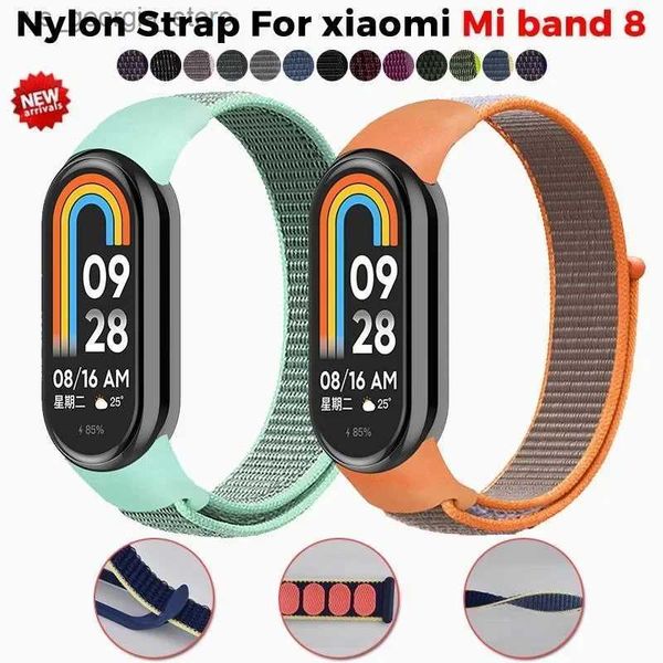 Bandes de montre Bracelet en nylon pour Xiaomi Mi Band 8 Bracelet multicolore Bande souple Miband Bracelet Sport Loop Mi Band8 Accessoires Y240321