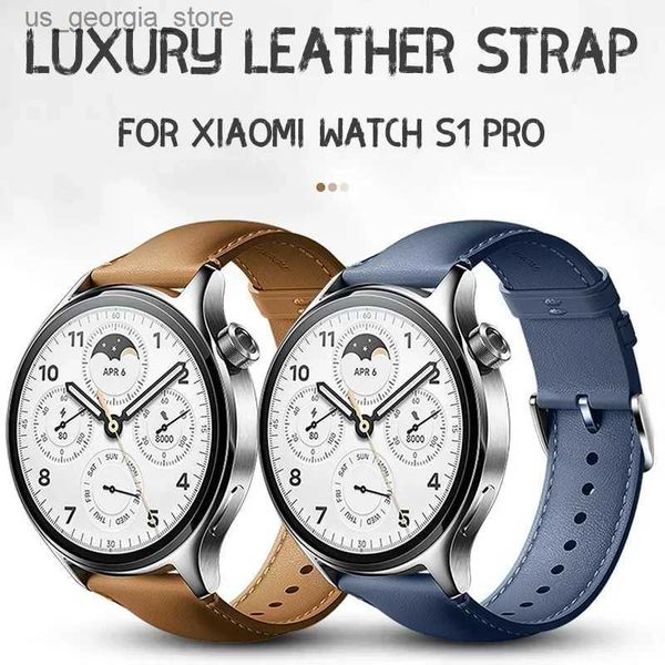 Bracelets de montre Bracelet en cuir d'origine pour Xiaomi S3 S1 Pro / S1 MI Color 2 / S1 Bande de peau de vache active pour accessoires de bracelet universels 22MM Y240321