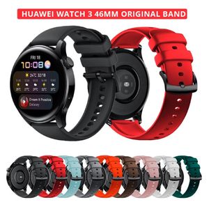Bandas de reloj Banda de silicona original para Huawei 3 46 mm Origin Watchstrap Pro 48 mm Hebilla negra
