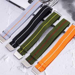 Bekijk banden parachute elastiek geweven nylon riem 18 mm 20 mm 22 mm 24 roestvrijstalen gesp militaire mannen sport vervangende armbandband