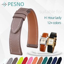 Bracelets de montre PESNO compatible avec H Hour HH1210 501 16mm20mm bracelets en cuir de veau véritable bracelet couche supérieure 231214