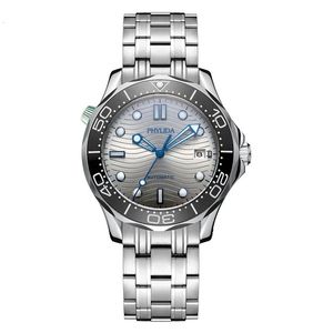 Bandas de reloj Phylida 41 mm Sport Diver Silver Dial Sapphire Crystal Relojes para hombres Automático Acero inoxidable 231208