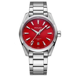 Bandas de reloj PHYLIDA Red Dial Aqua 150m Automático Cristal de zafiro NH35A Reloj de pulsera 100WR Relojes de buceo para hombres 231110