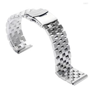 Correas de reloj Premium Luxury 20mm Silver Solid Link Banda de acero inoxidable 24mm Black Broche plegable Relojes de seguridad Correa 22mm Reemplazo