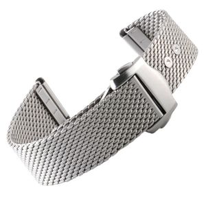 Bekijk Bands Premium Mesh -armband voor designer Watch Titanium roestvrijstalen gesmolten Clasp hoogwaardige riemen voor mannen