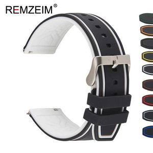 Bekijk Bands Premium Silicone Watch Band Quick Release Rubber Watch Strap 20 mm 22 mm 24 mm Watch Riem horloge vervanging Watchband Greenl2404