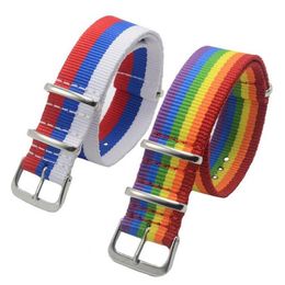 Bekijk banden Pride Rainbow Watchband 18mm nylon strap Men Women Accessoire Bracelet 20mm Watchstrap 22 mm riem 24 mm Drop247N