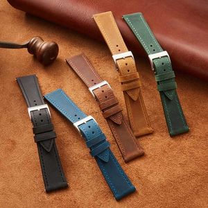 Watch Bands Release rapide Crazy Horse Leather Band 18 mm 19 mm 20 mm 21 mm 22 mm Bracelets Cower Hide Band H240504