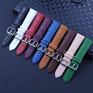 Bracelets de montre en cuir véritable à dégagement rapide pour hommes et femmes 14mm 16mm18 20mm 22mm pièces sangle de ceinture bleu vert violet rose Hele22