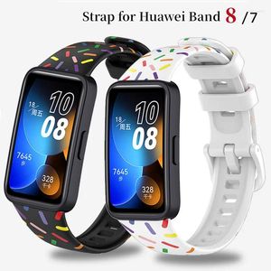 Horlogebanden Regenboog siliconen band voor Huawei Band 8 7 Smartwatch Vervanging polsbandje Armband Print Pulseira