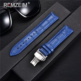 Bekijk banden Remzeim Watch Accessories Watch Rebelt 18mm 20 mm 22 mm 24 mm Lederen horlogeband blauw groen rood bruin zwart horlogeband 230412