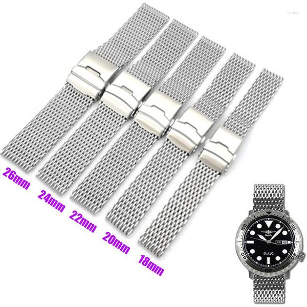 Bracelets de montre remplacement pour accessoires Bracelet en acier inoxydable Bracelet plat Linker Bracelet 18mm 20mm 22mm 24mm 26mm