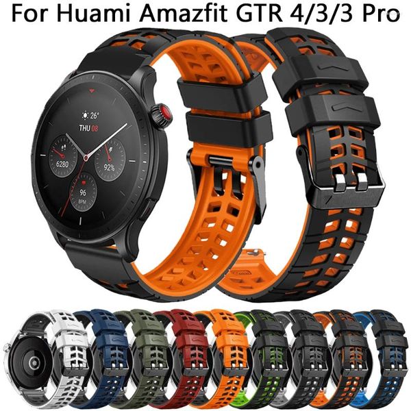 Correas de reloj Correa de repuesto para Amazfit GTR 4 22mm banda de silicona Xiaomi GTR4 GTR3 3 Pro 47mm Stratos 3/2/2e pulsera