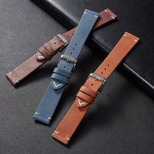Watch Bands Retro First Layer Cowhide Watch Sangle 18 mm 20 mm 22 mm Soft Greil Leather Release Matte Watch Match pour Smart Watch 230817
