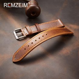 Bracelets de montre rétro bracelet en cuir véritable huile cire décoloration bande de peau de vache 1819 20 2122mm bande d'affaires de haute qualité 230506