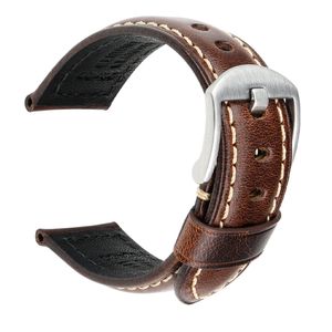 Bracelets de montre rétro Bracelet en cuir véritable huile cire bande de peau de vache Bracelet ceinture 18 20 22 24mm femmes hommes marron Smart Band 221024